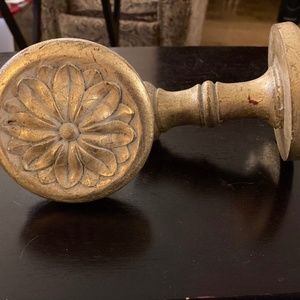 Gorgeous Vintage Rosette Curtain Holdbacks with Distressed Gold Paint